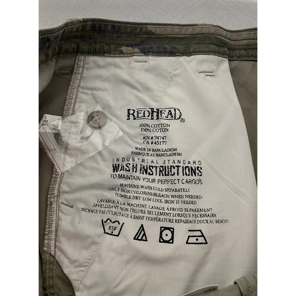 RedHead Mens 44 The Original Trail Head Cargo Shorts‎ Khaki Tan Cotton 6-Pocket